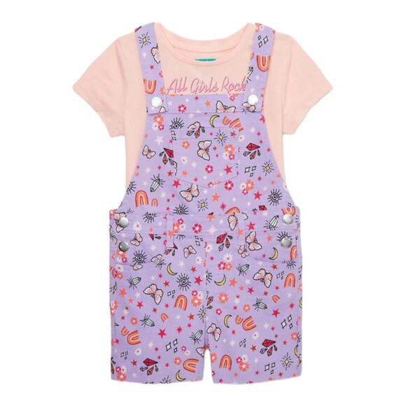 365 Kids Garanimals Girls Size 7 Shortall Purple Pink Set 2-Piece shorts shirt - Picture 10 of 13